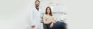 a male dr and her happy patient at sd clinic